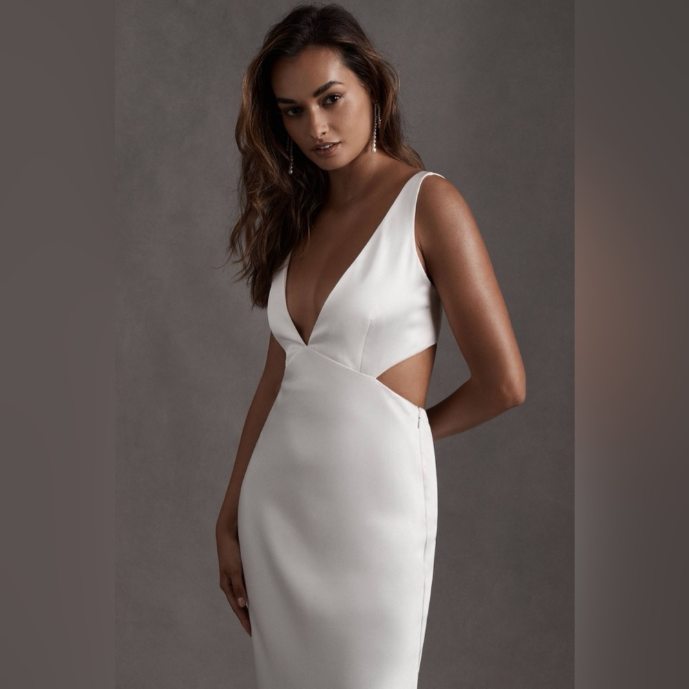 Sachin & Babi Mona V-Neck Cutout Satin Midi Dress